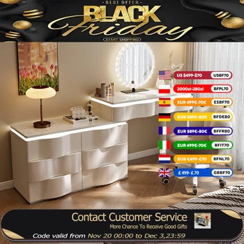 Large Modern Nordic Vanity Table White Aesthetic Beauty Luxury Salon Dresser Bedroom Living Room Mesa Tocador Home Furniture