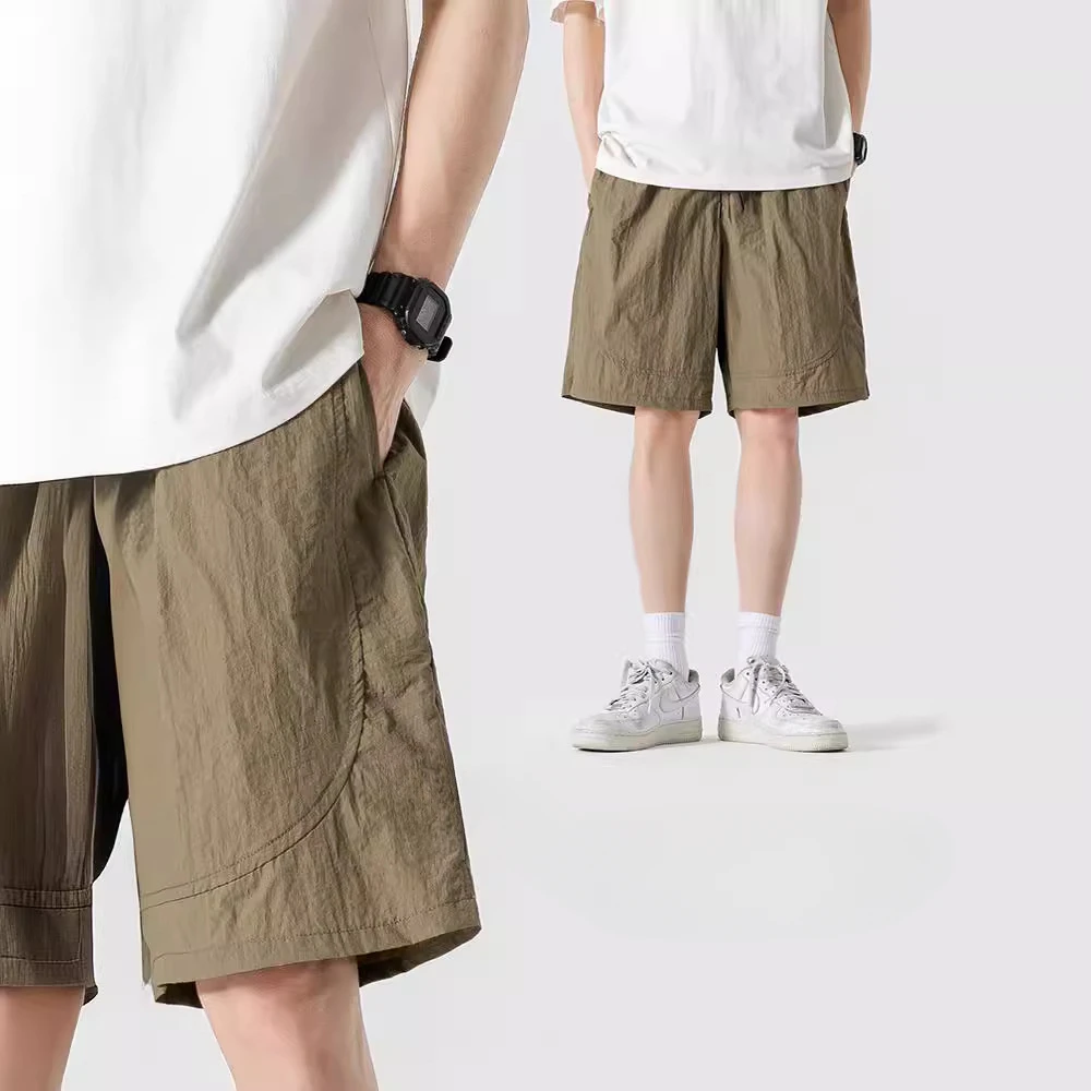 Retro waterproof solid color sports loose wide-leg casual cropped pants