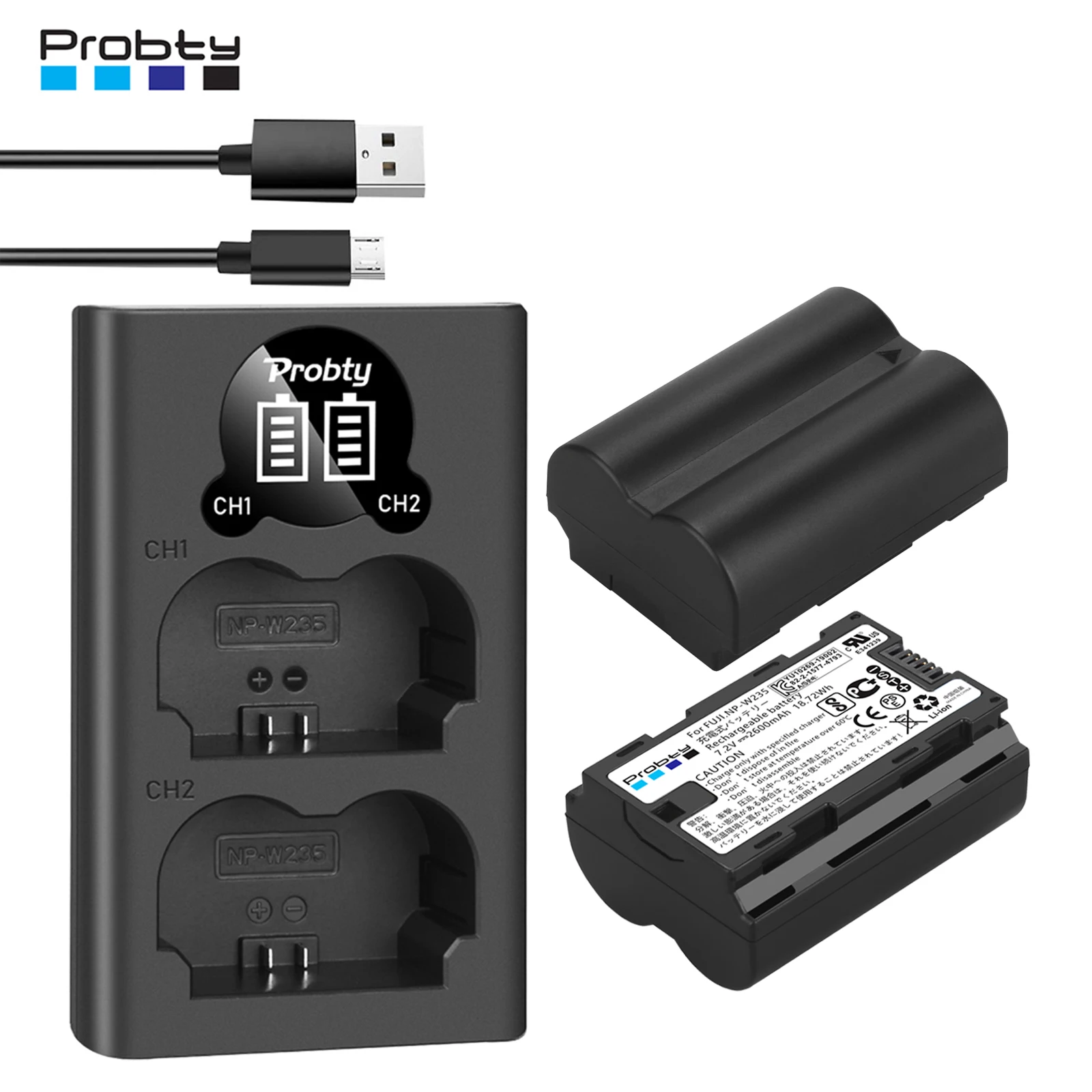 Batteria Np W235 Np-W235 Per Fotocamera Fujifilm Xt4 X-T4 X-T5 X-H2S Gfx100S Gfx50S + Doppio Caricatore