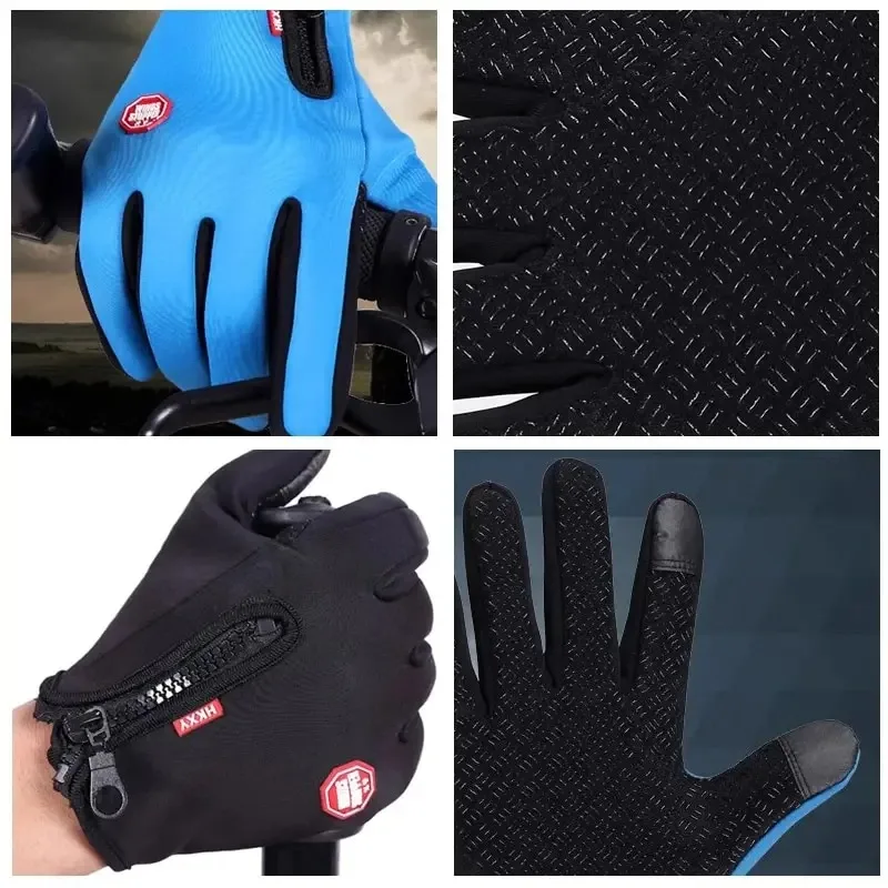 Outdoor Cycling Gloves Bicycles Warmth Anti Slip in Autumn and Winter Sports Skiing Mountaineering Touch Screen Windproof Gloves