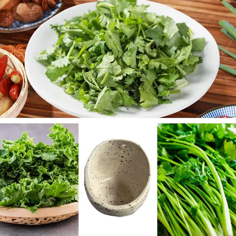 Handmade Pottery Herb Stripper Bowl Leafy Vegetable Stripping Tool Time-Saving Kitchen Tool Leafy Greens Leaves Removal Bowl