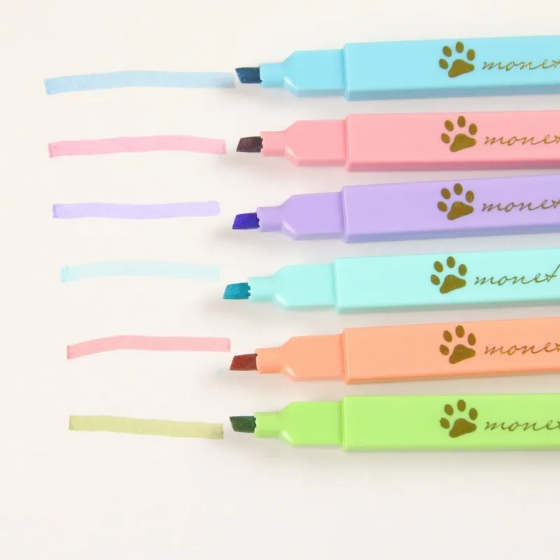 1 Set/6 Piece Lytwtw의 고양이 발톱 쓰기 창의력 캔디 6 색 귀여운 아트 마커 낙서 펜