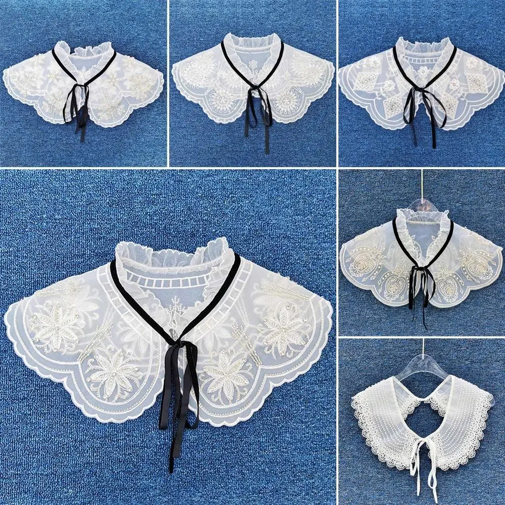 

Floral Detachable Detachable Sunscreen Shirt False Collar Wraps Mini Cape Women Shawl Fake Collar Doll Fake Collar