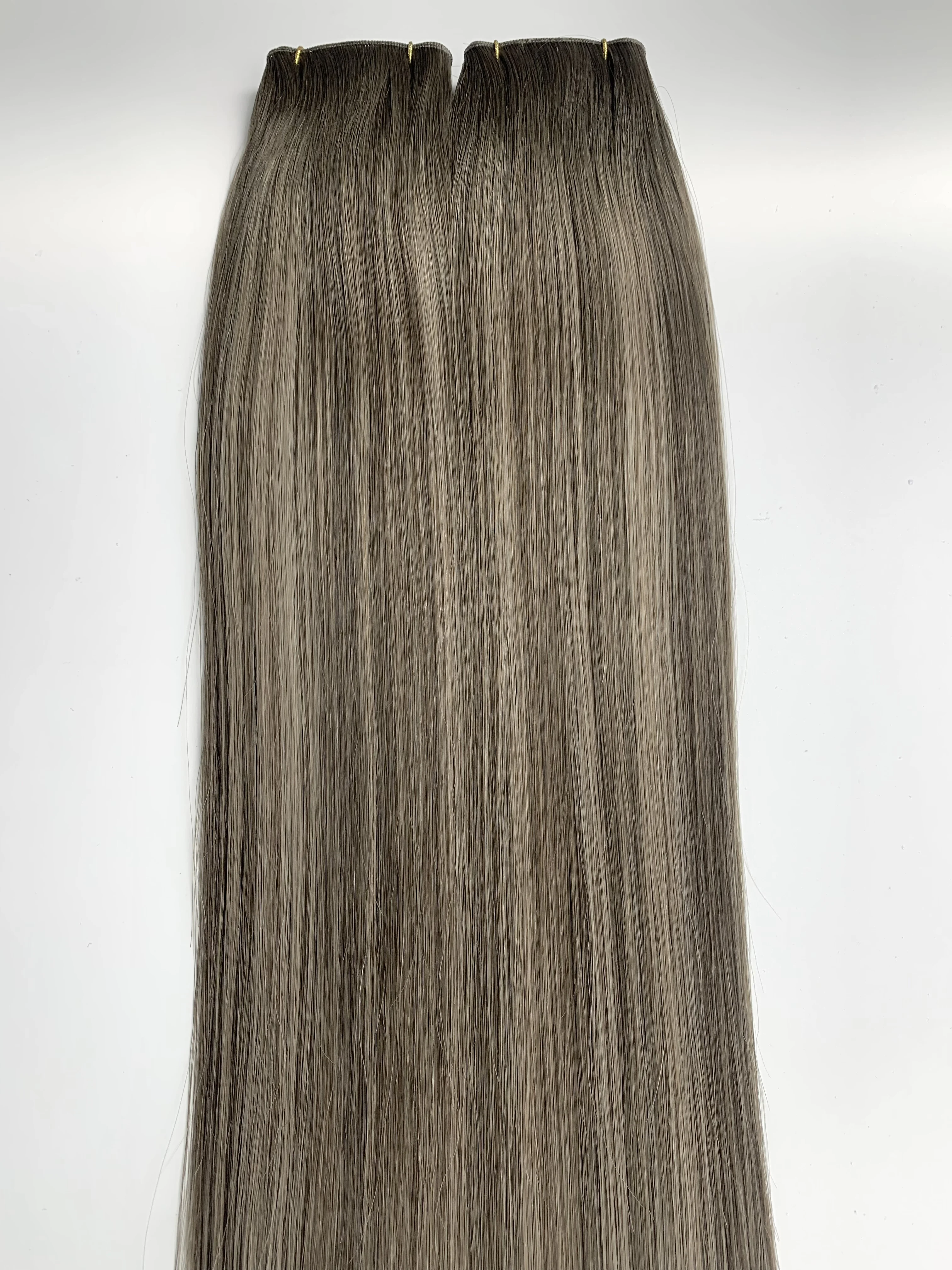 thumbnail image 1 of Extensión de cabello humano 100 % virgen Genius Weft de fábrica, 100 g, trama de cabello liso invisible para salón, 1 of 5
