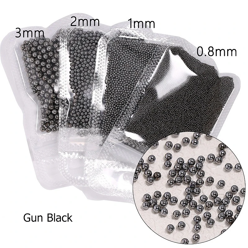 Rose Gold, Silver & Black Mini Steel Ball Nail Art Caviar Charms