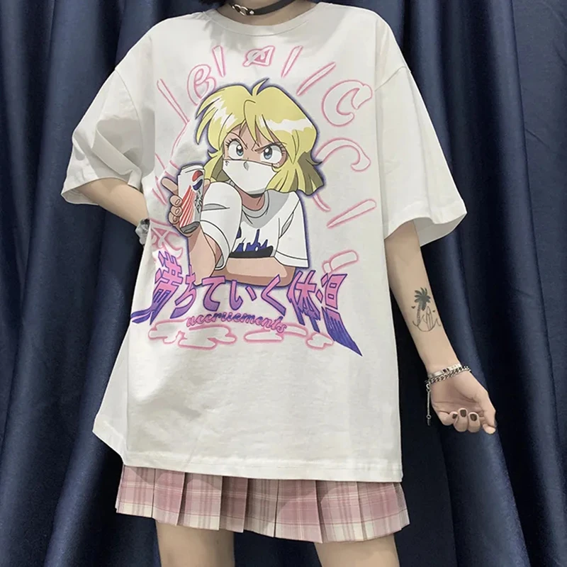 T Shirts Tops For Women Summer Short Sleeve Tees Loose Harajuku E Girl  Clothes Anime Tshirt Gothic Clothes Streetwear T-shirt - T-shirts -  AliExpress