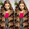 30 32 Inch 4/27 Highlight Body Wave 13x4 Human Hair Lace Frontal Wigs 250 Density Colored Ombre 13x6 HD Lace Front Wig For Women