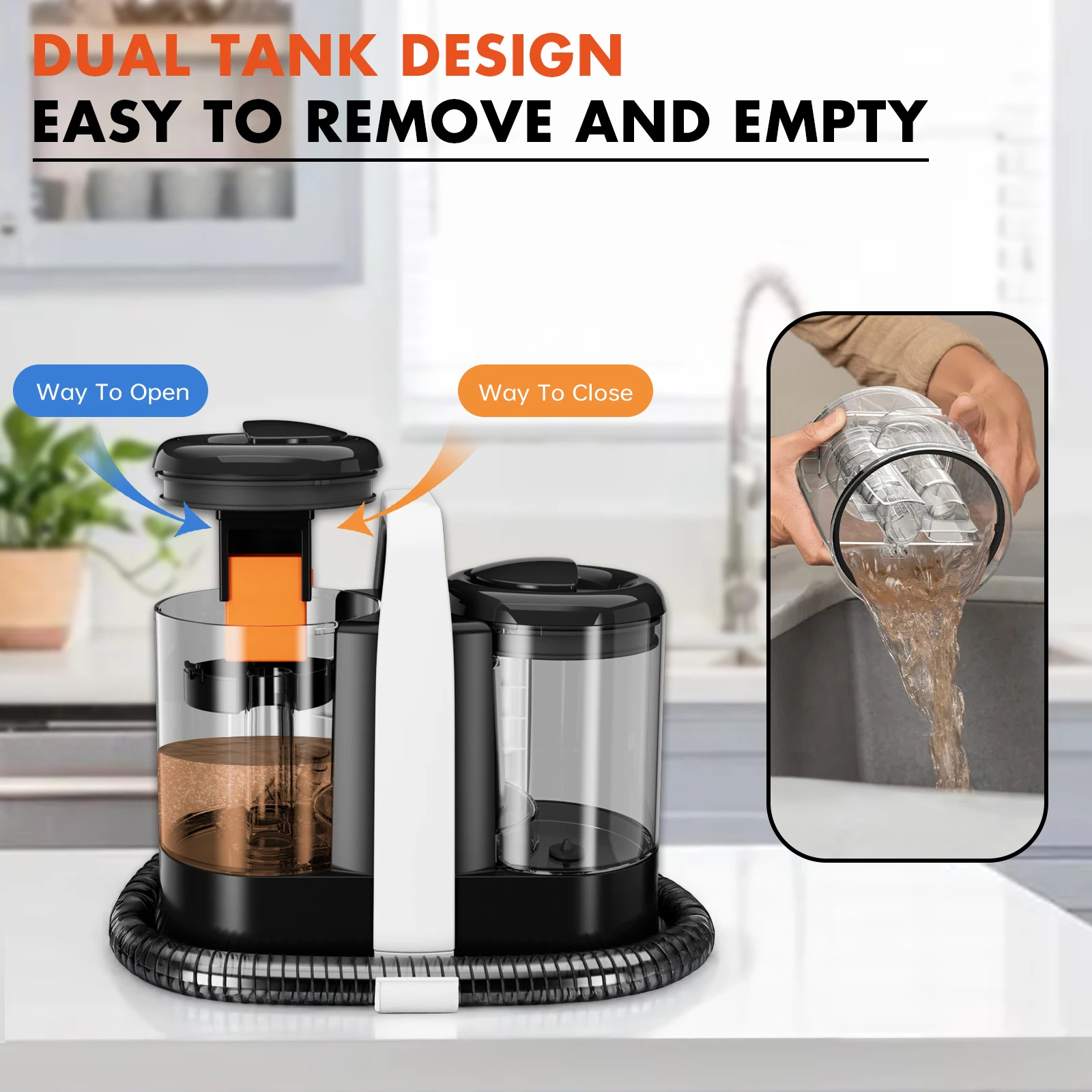 OMESER Spot Cleaner 600/450W 15/11KPa Pulitore per tappeti portatile per divano Tenda Aspirazione spray Macchina integrata Macchina pulita 5