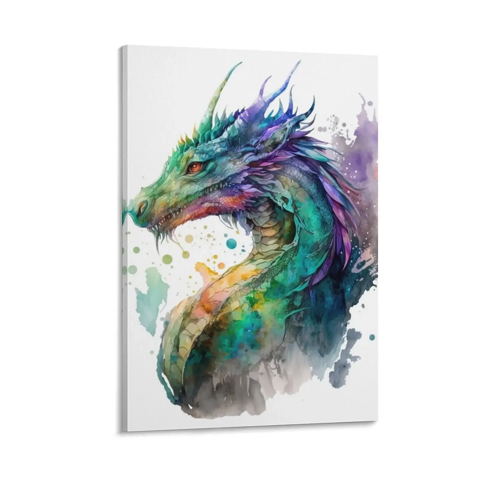 

Colorful Fantasy Dragon in Watercolor Canvas Painting decorative pictures for living room decor Paintings for bedroom
