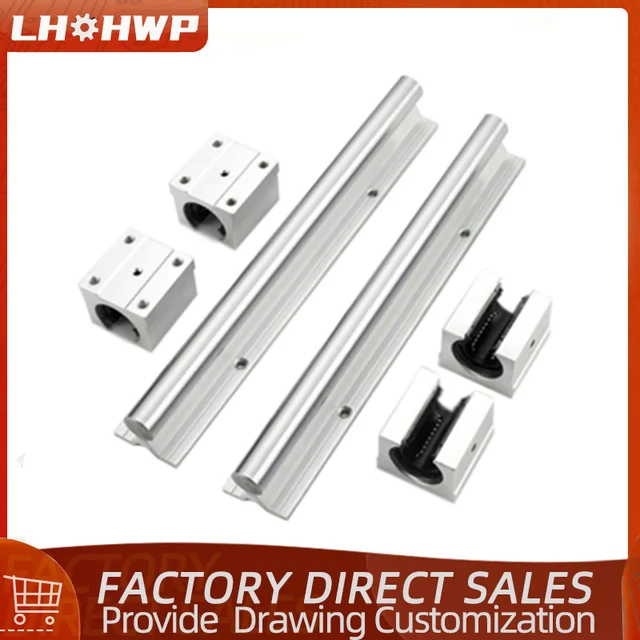 SBR12 ทรงกระบอก Linear Optical แกนความแม่นยํางานไม้คู่มือ Slider เหล็กป้องกัน + แผ่นความดันสําหรับ CNC Paerts 1