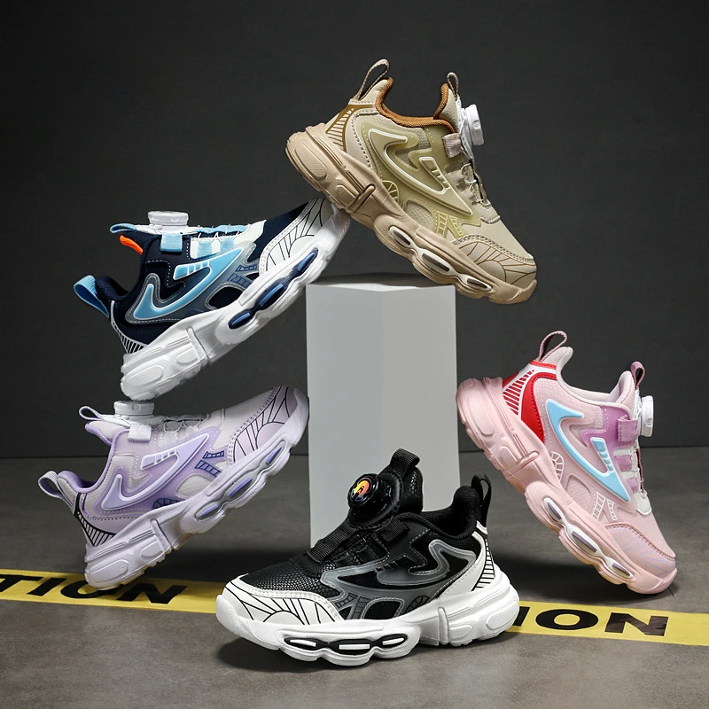 

2024 New Technology Rotating Button Medium and Large Children's Lightweight Daddy Shoes Waterproof Sports ShoesMen and Women