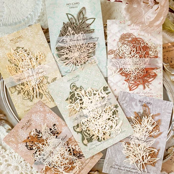 10 pcs Diy Scrapbooking paper Plants flowers Lace Decoration paper Hollow Card Collage material cards DIY hand made craft paper 1