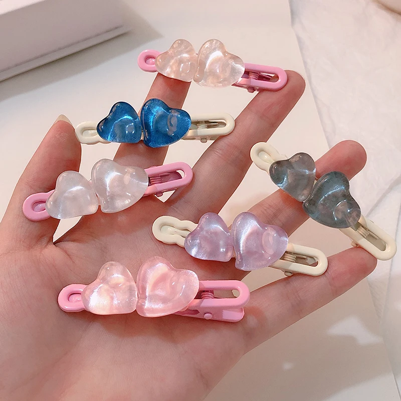 

Ins Translucent Colour Love Heart Hair Clip Dream Star Bangs Clip Broken Hair Side Clip Sweet Girl Candy Colour Hair Accessories