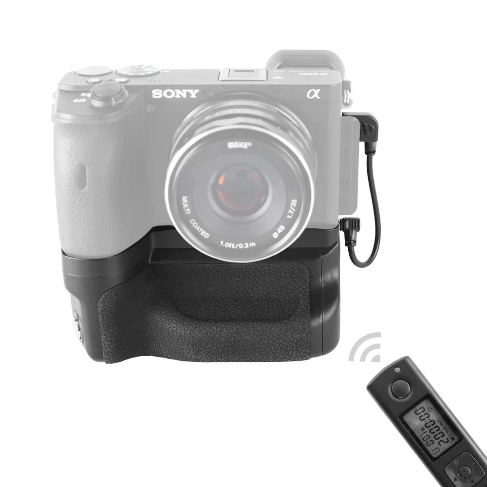 Meike MK-A6600 PRO Vertical Battery Grip Built-in 2.4G LCD Timer Remote Control for Sony A6600 Camera