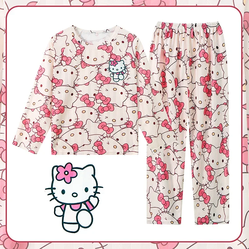 

Новинка, весенне-Осенняя детская одежда для сна, Kawaii Sanrios Kuromi Cinnamoroll, Детские пижамные комплекты, милый домашний подарок для мальчиков и девочек