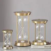 2024 Newest Empty Hourglass Bottle Sand Three Pillars Sandglass Metal European Retro Office Desktop Decorations Sand Clock Timer 1