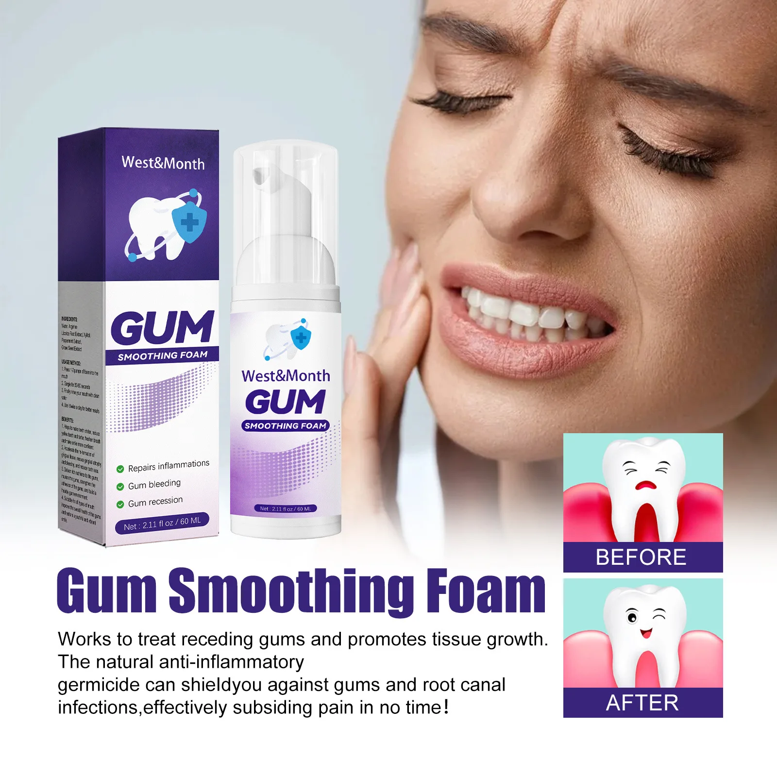 Tooth Whitening Foam Mousse Prevent Periodontitis Toothache Relief Dental Calculus Stain Removal Repair Gums Decay Oral Hygiene