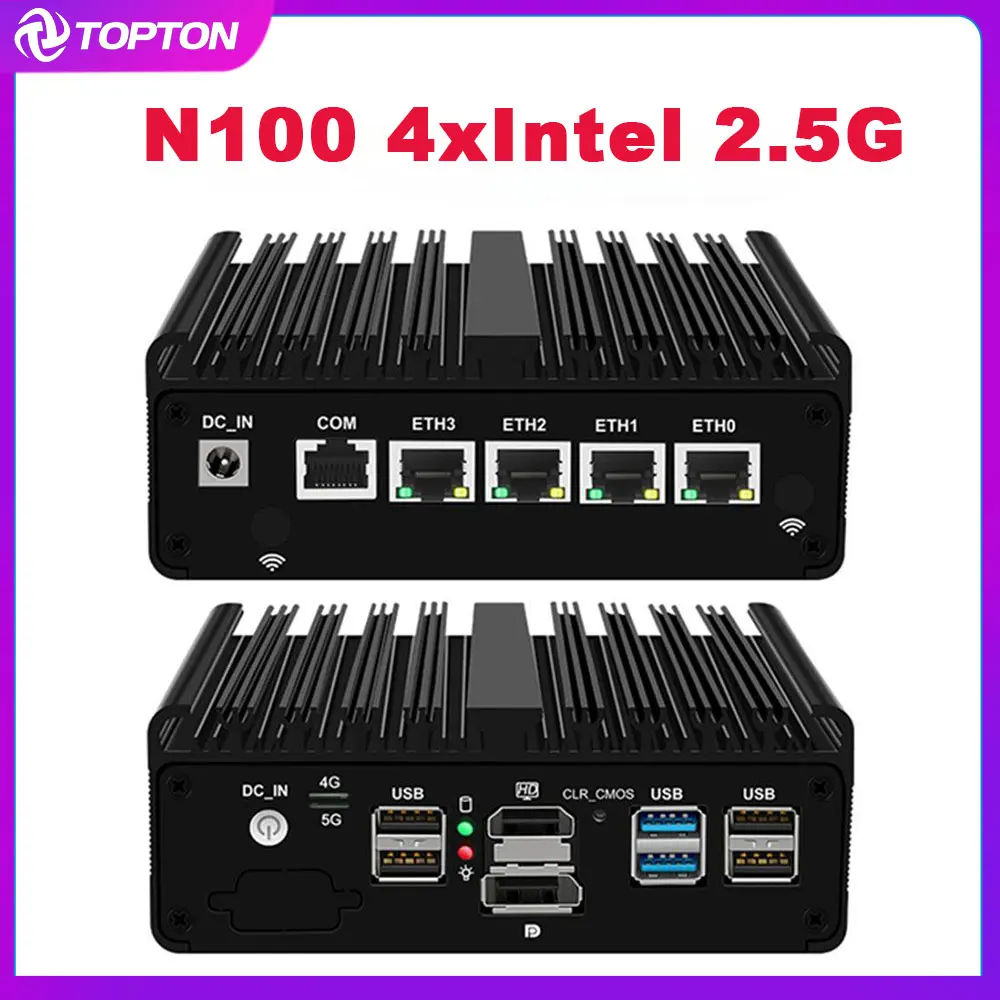 Topton Mini PC 12th N100 J4125 N5105 4x Intel i226 2.5G LAN