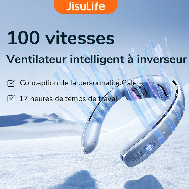 35€38 sur Ventilateur JISULIFE Cou Portable 3 Vitesses Réglable