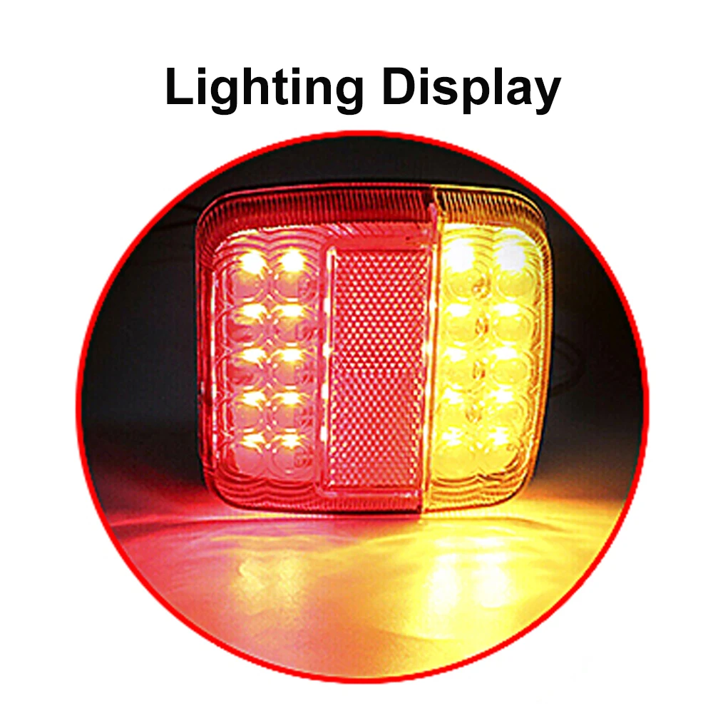 2 Piece 12V 20 LED 7 Pin Rear Towing Tail Light 7.5m+2.5m Trailer Universal Brake Stop Lamp License Number Plate Reflector