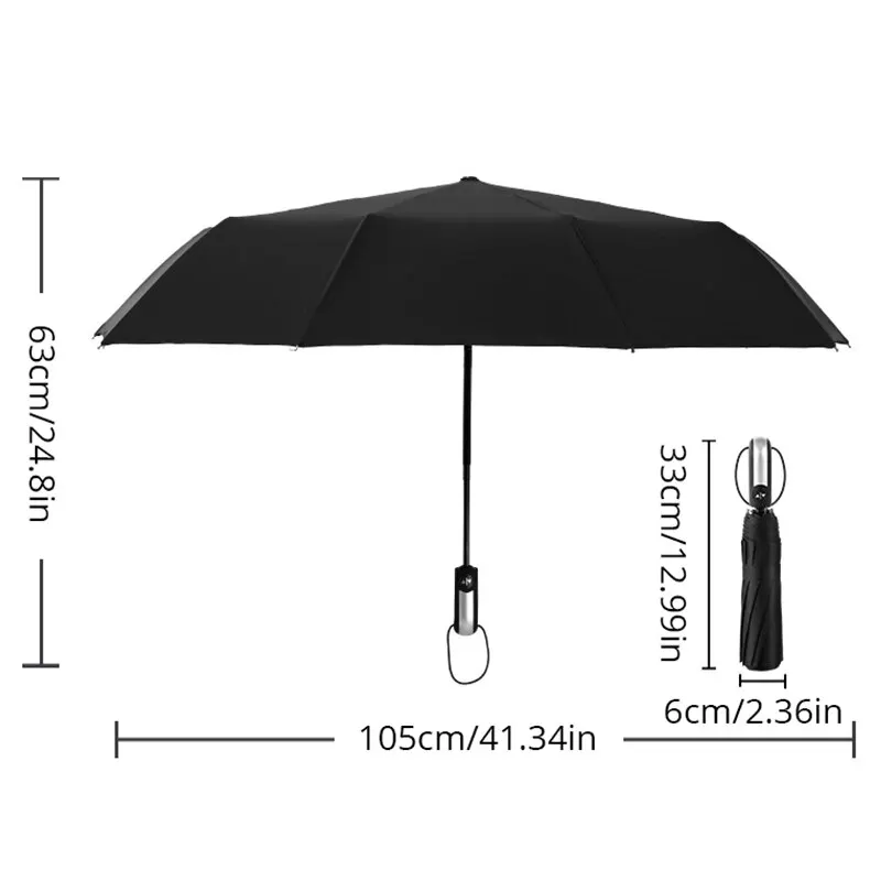 Folding Umbrella 1PC Ten Bone Automatic Black Glue Reinforcement And Thickening For Sun And Rain Protection