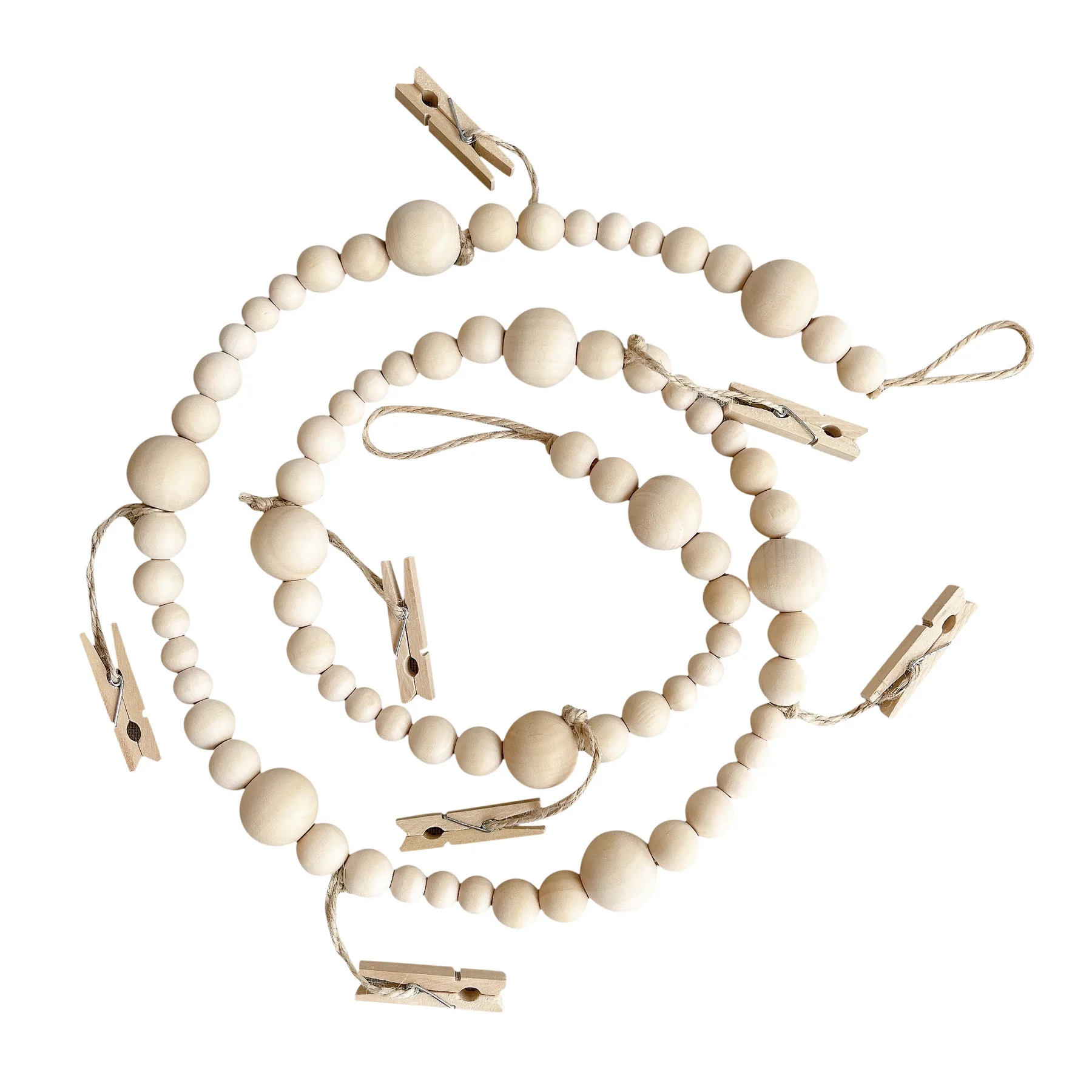 Wedding Anniversary Photo Memory Collection String Ropes New Wall Hanging Photo Display with Wooden Beads Garland For Home Party