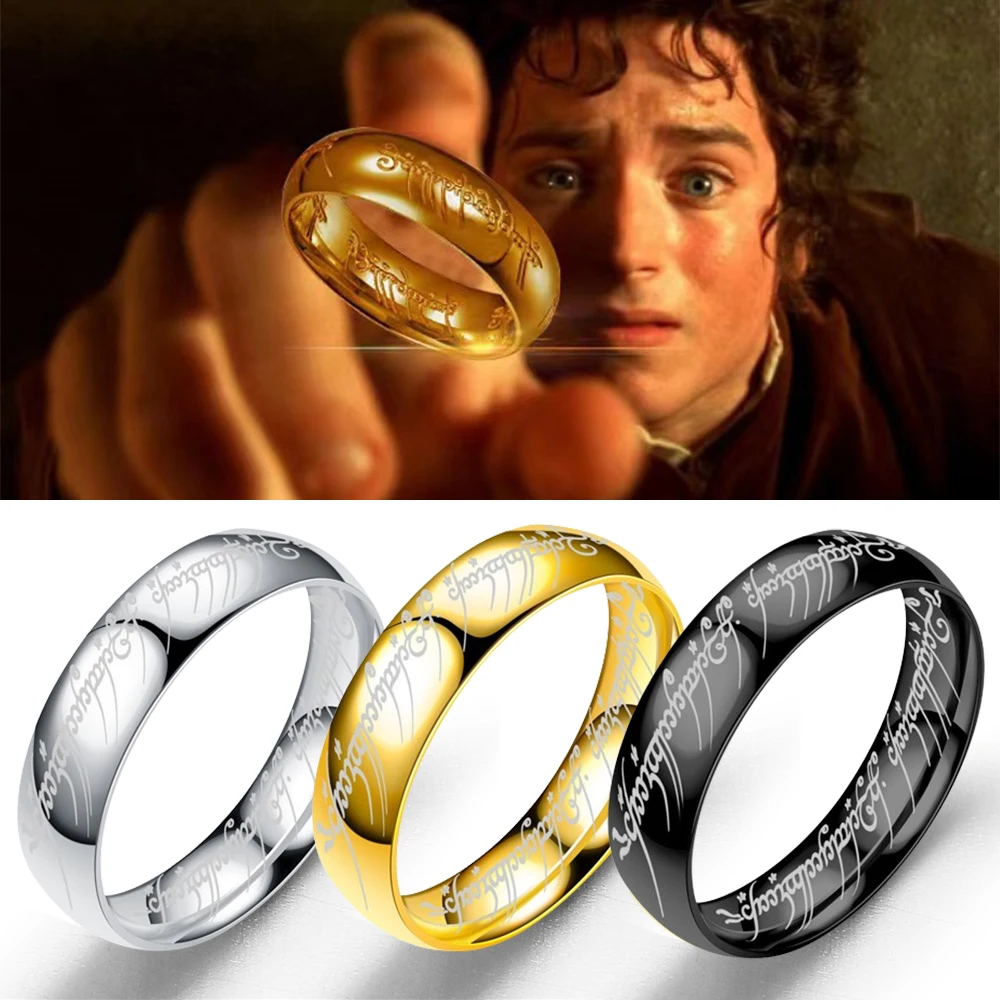 Finger Ring Lord of The Rings 3D Engraving Spanish Sanskrit Stainless Steel