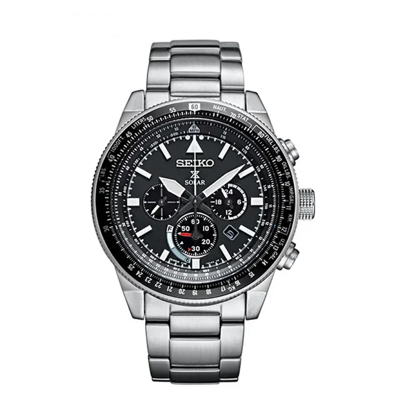 Business Seiko Men's Watch Luxury Stainless Steel Multi Functional Timing Code Watch Waterproof 6  High End Leather Quartz Watch