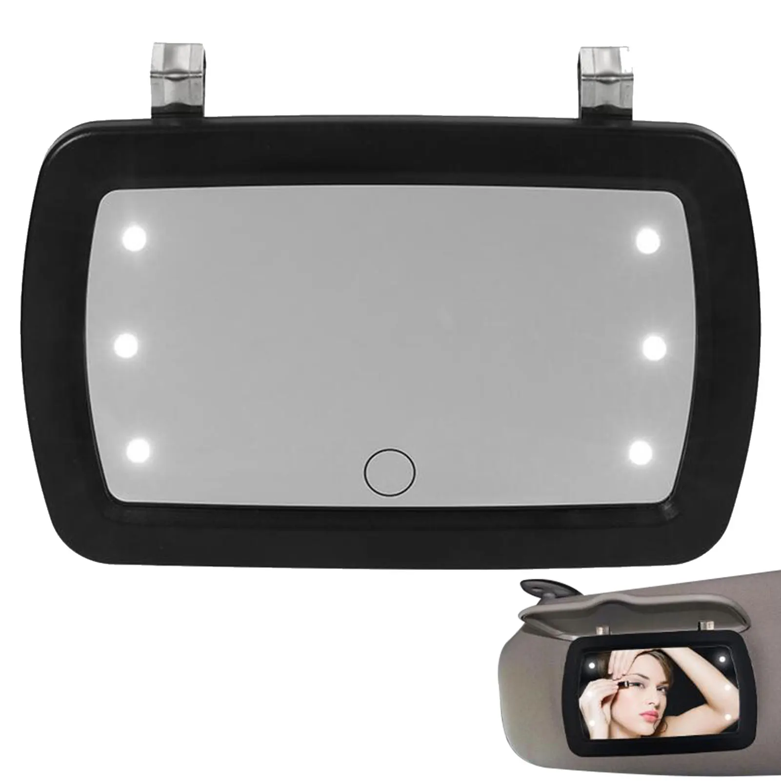 Car Sun Visor Vanity Mirror Car Makeup Mirror With 6 LED Lights Car Cosmetic Mirror With Built-in Battery Universal Rear View