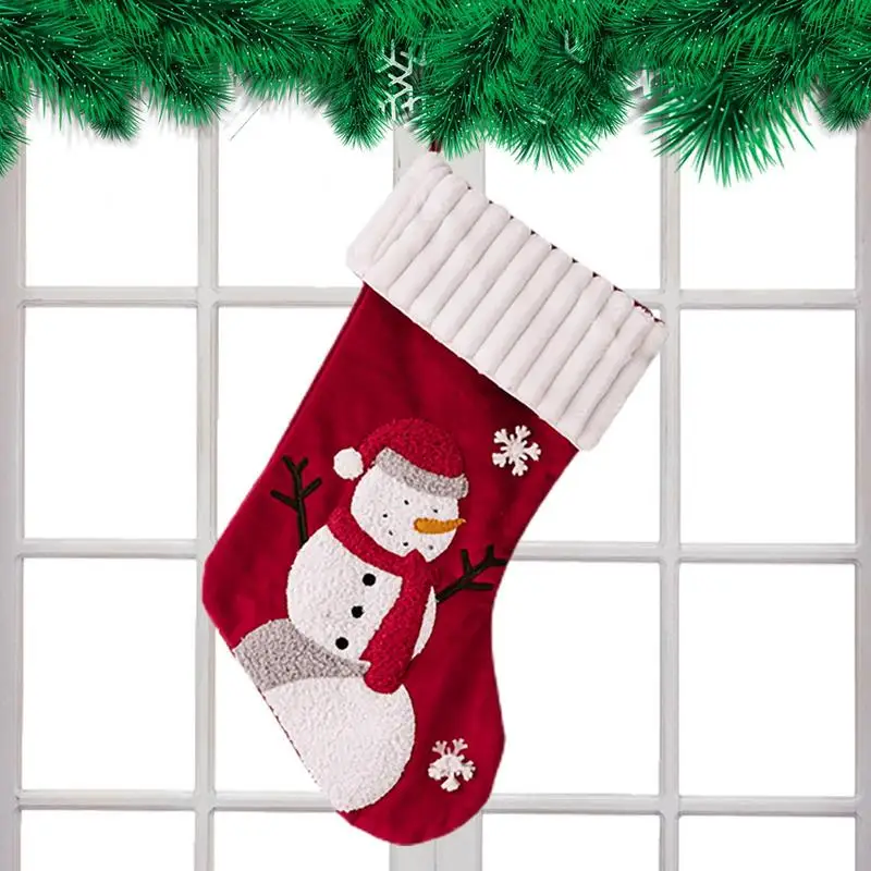 

Рождественские чулки, милые 3D бархатные чулки, Подарочный пакет, 3D Ручная работа, Санта, снеговик, гном, подарок, сумка для удержания для праздничной лестницы