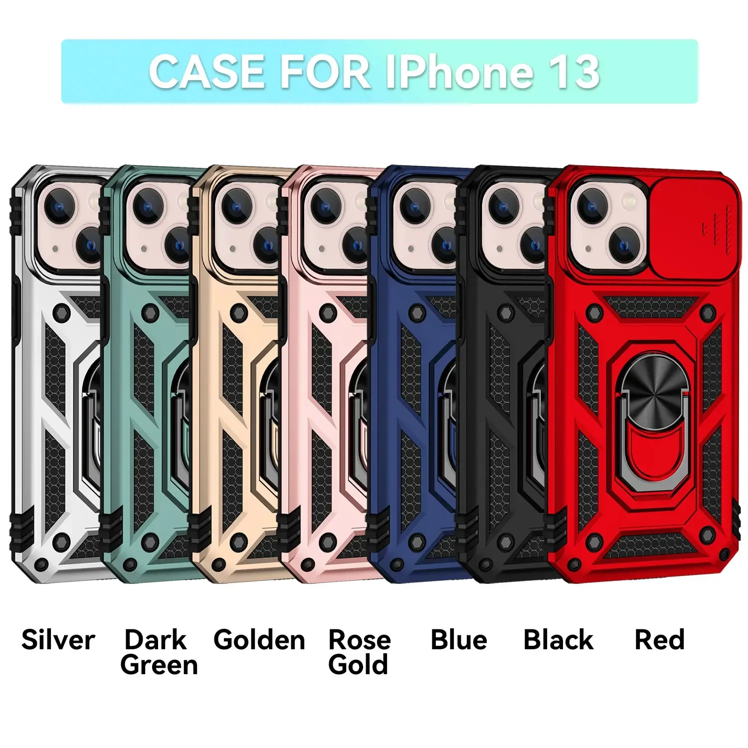 Armor Shockproof Magnetic Ring Stand Case For iPhone 15 14 Pro Max - Image 1