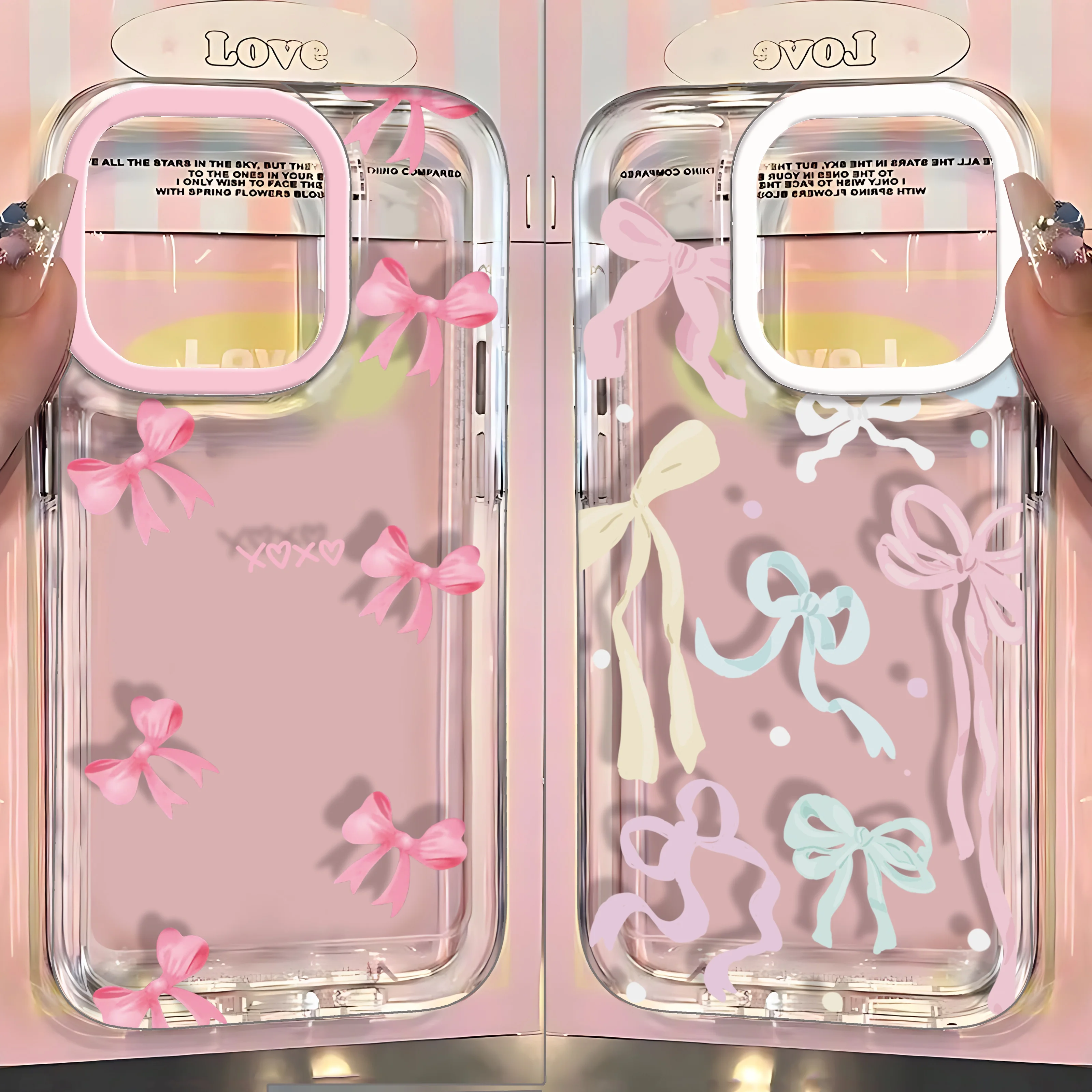 Chic Pink Bow Knot Clear TPU Phone Case