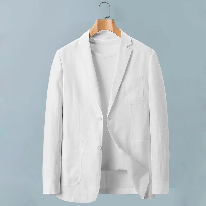 

Men's Cotton Linen Suit Jacket Spring Summer Loose Casual Gray Blazers Male Long Sleeve Business Men's Blazer Jacket Thin Coat
