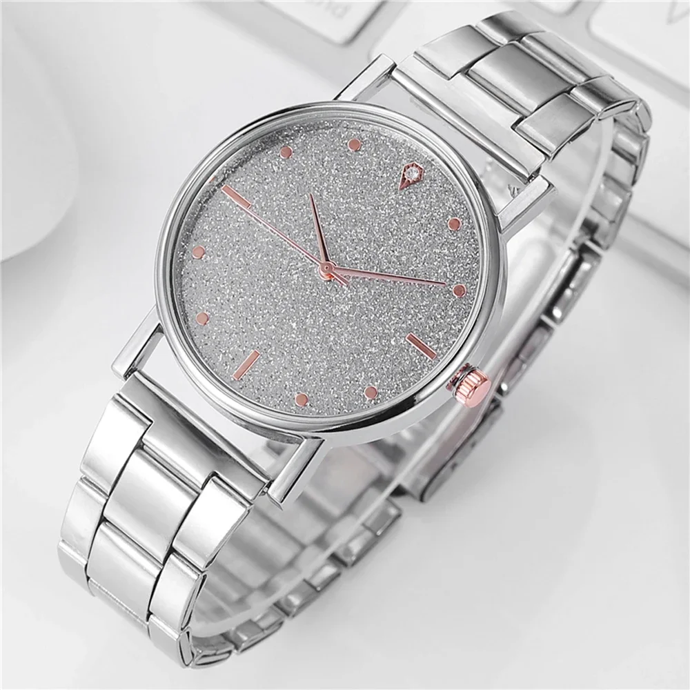 

Luxury Simple Quartz Wrist Watch for Women Silver Pink Stainless Steel Band Ladies Starry Sky Quartz Watches Relogio Feminino