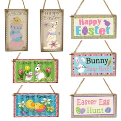 20x10cm Easter Wooden Pendant Happy Easter Decorations for Home Bunny Egg Chick Door Ornament Rabbit Easter Party Decoration