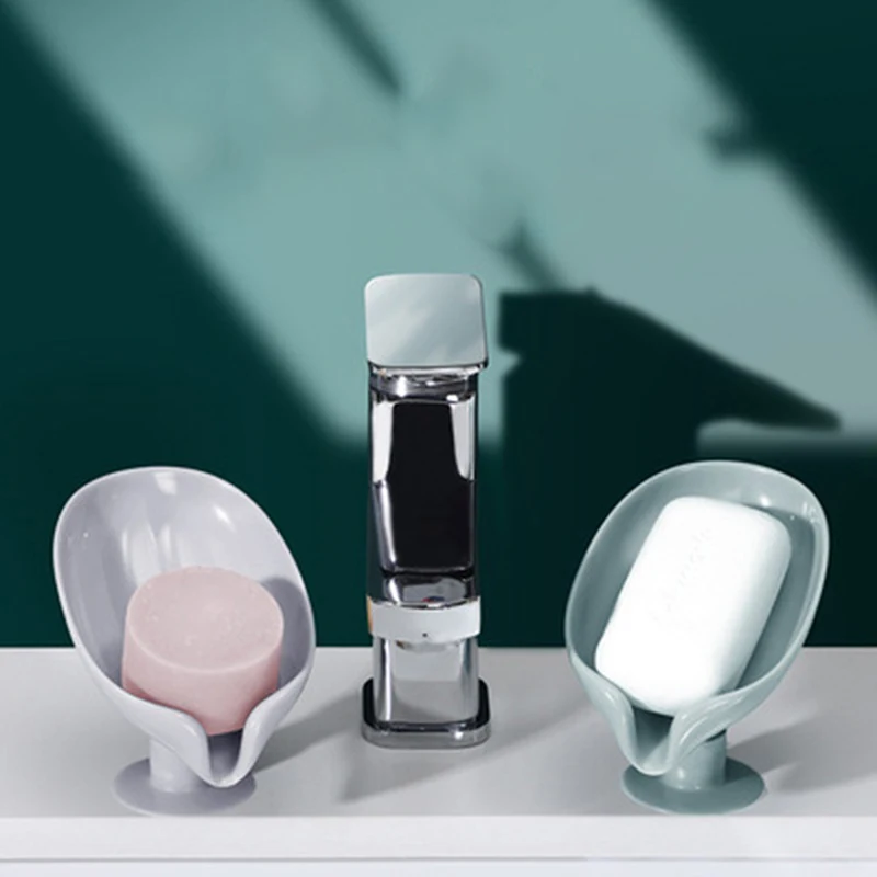 Description Picture 3 of itemLeaf Shape Soap Box Drain Soap Holder Box Bathroom Shower Soap Holder Sponge Storage Plate Tray Bathroom Supplies Bathroom Gadge
