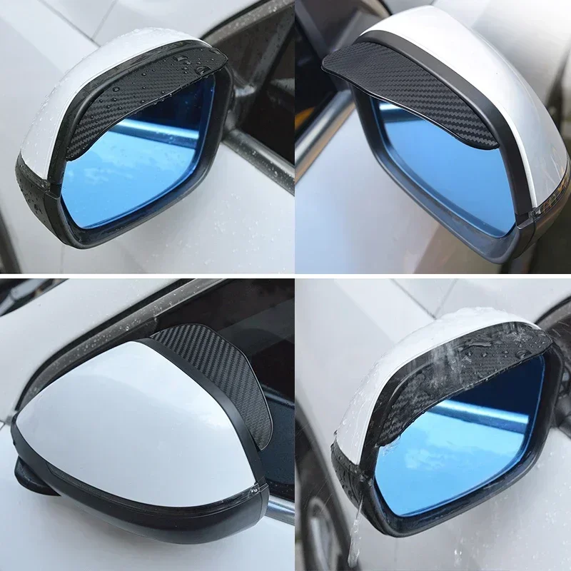Rearview Mirror Rain Shield Eyebrow Guard 2Pcs Car Rearview Mirror Carbon Fiber Auto Rain Shield Rainscreen Reflector Shield Reverse Mirror Brow Cover