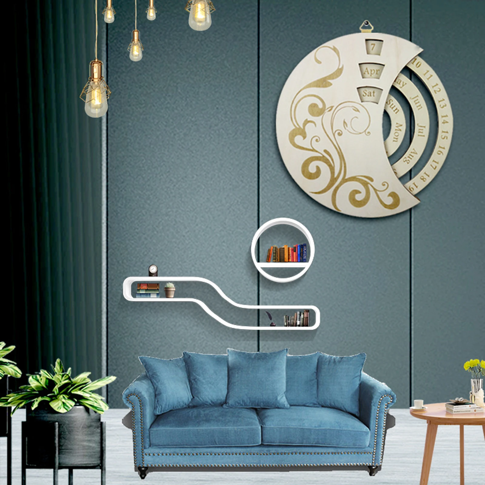 Perpetual Wooden Calendar Circular Rotation Calendar Rustic Wall Mount Daily Living Room Home School Office