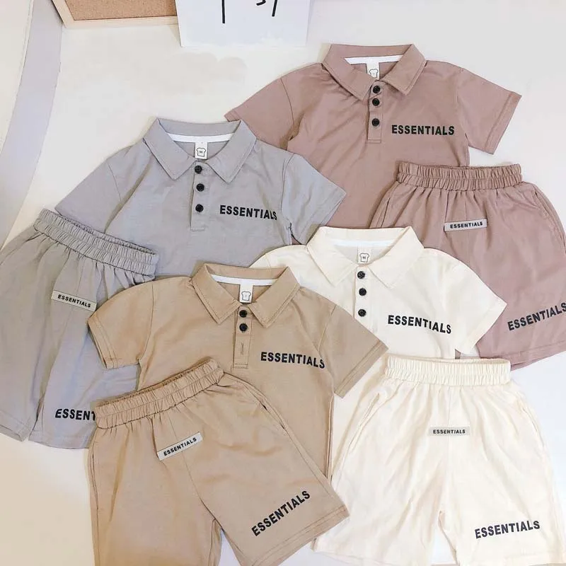 Kids Summer Clothing Fashion Polo Set Casual Loose Shirt+Shorts Sportswear Cotton Letter Print Sleeve Boys Girls Suit Clothing Sets best of sale