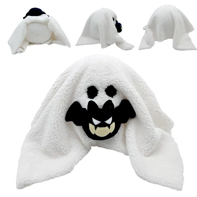 

Ghost Pillow Halloween Plush Gift Soft Stuffed Halloween Ghost Plush With Black Bat Cute Stuffed Halloween Plushies Toy 27cm