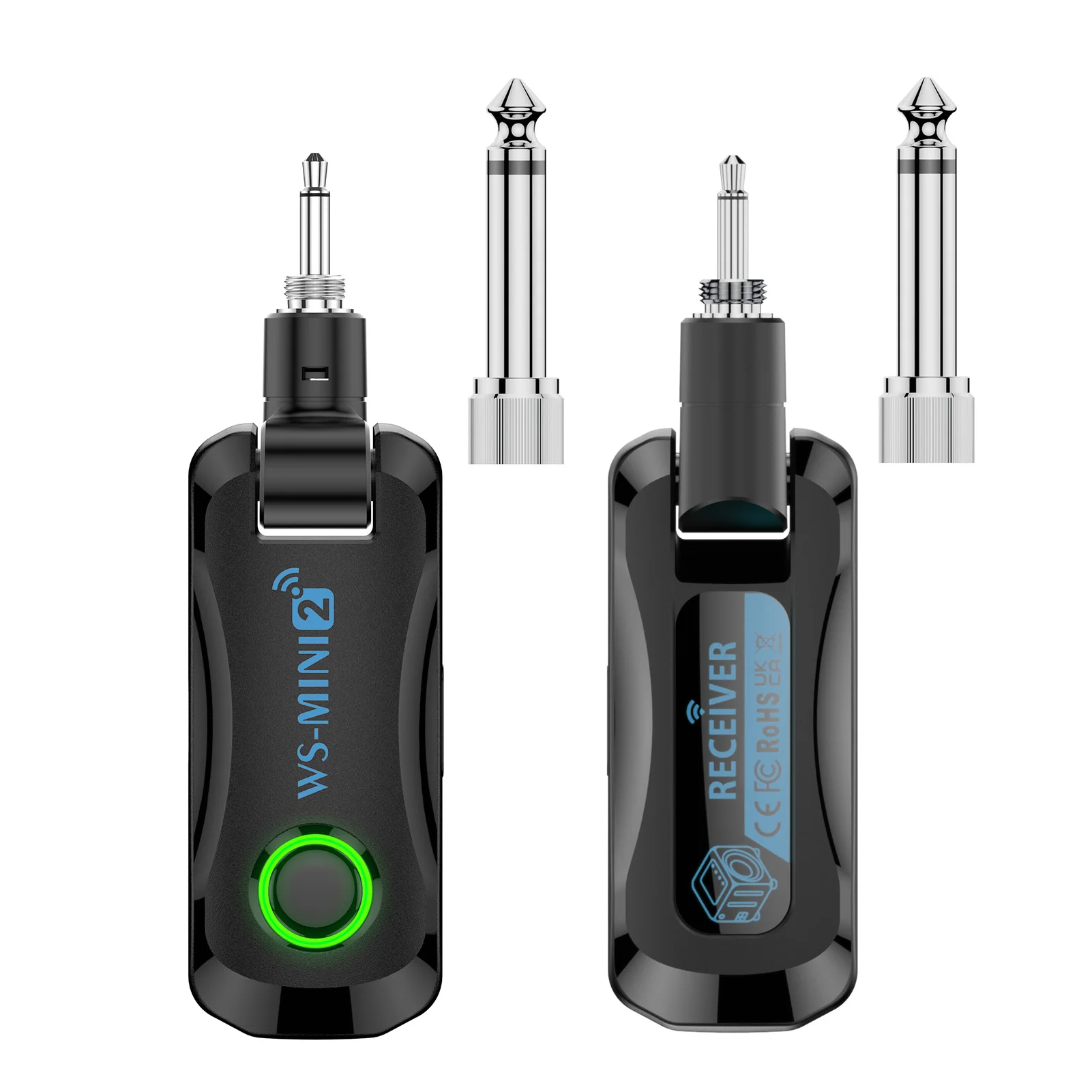 2.4G Wireless Guitar System Rechargeable Portable Transmitter Receiver Set with Charging Compartment 4 Channel