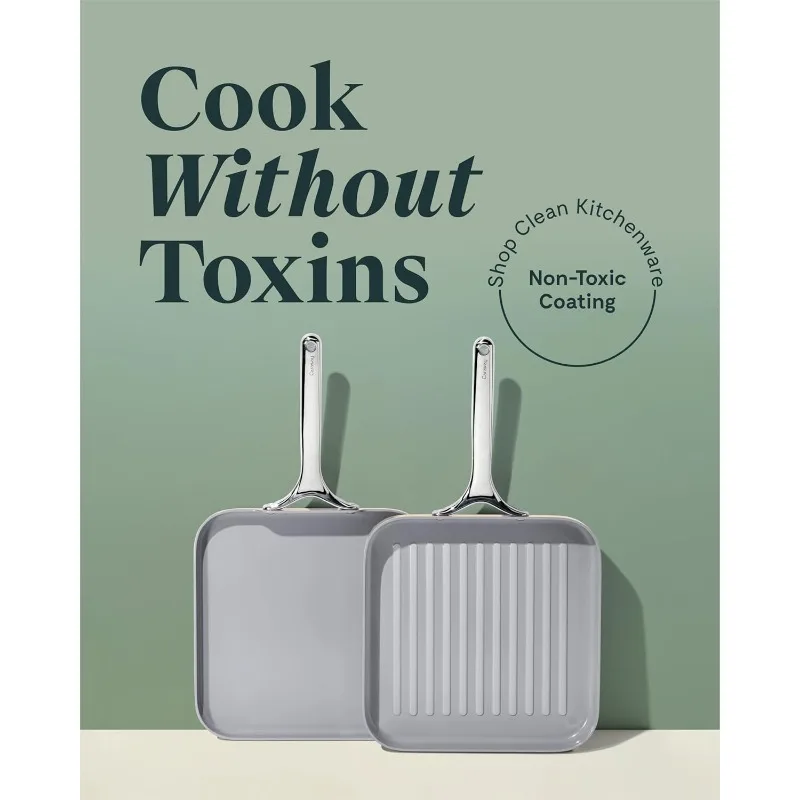 Caraway Griddle Pan & Grill Pan Duo - Non-Stick Ceramic Coated - Non Toxic, PTFE & PFOA Free - Oven Safe & Compatible 2