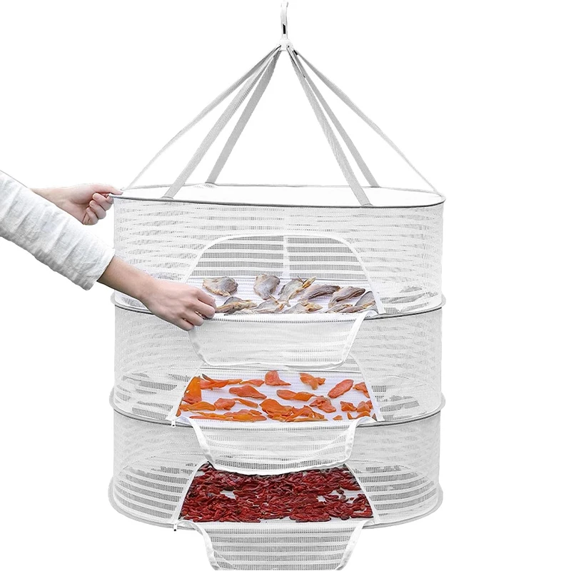 Anti-mosquito Food Fish Dryer Net Folding Fish Dryer Layers Herb Drying Rack Mesh Bag Dry Net Hanging Basket for Clothes Dryer