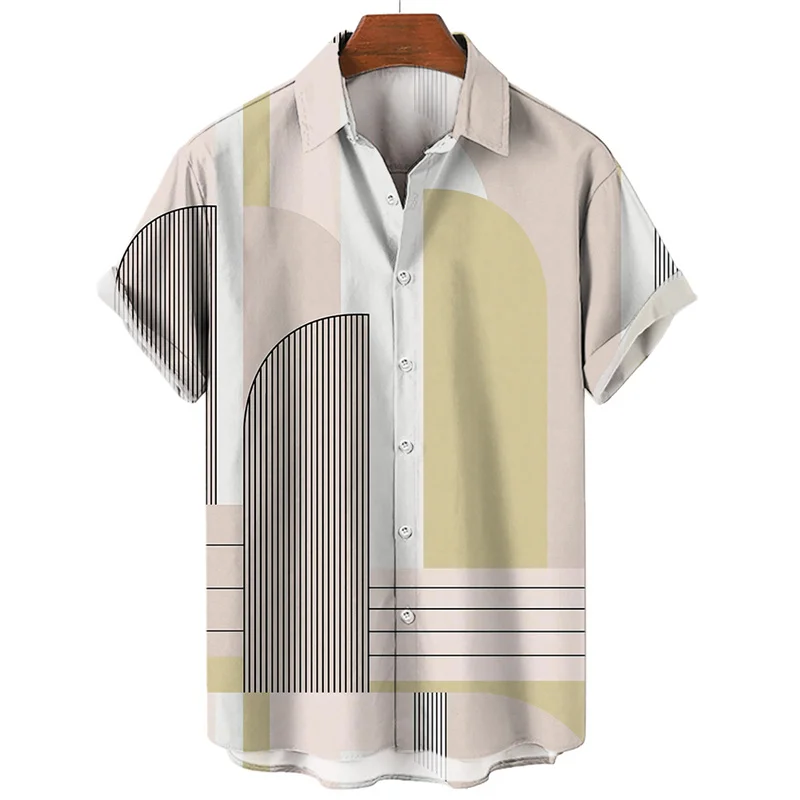 Summer Hawaiian men's Shirt Geometric Graphics 3D Printed Shirt Minimalist Design 2023 Men's Casual Top Street Short Sleeves 5