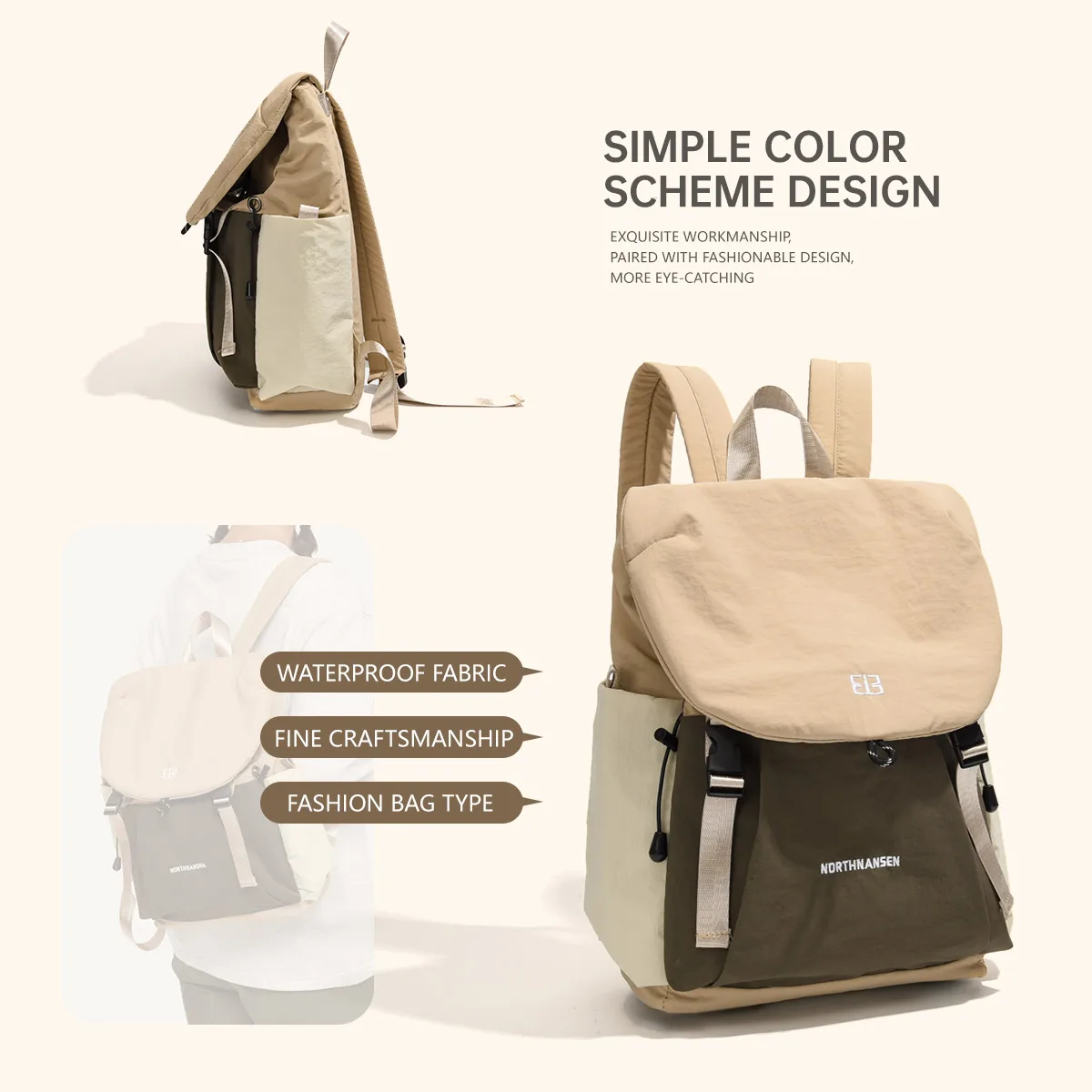 French Saint Levi 2025 New Vintage Backpack Lightweight Casual Versatile Men's Simple Backpack Travel School Bag Women