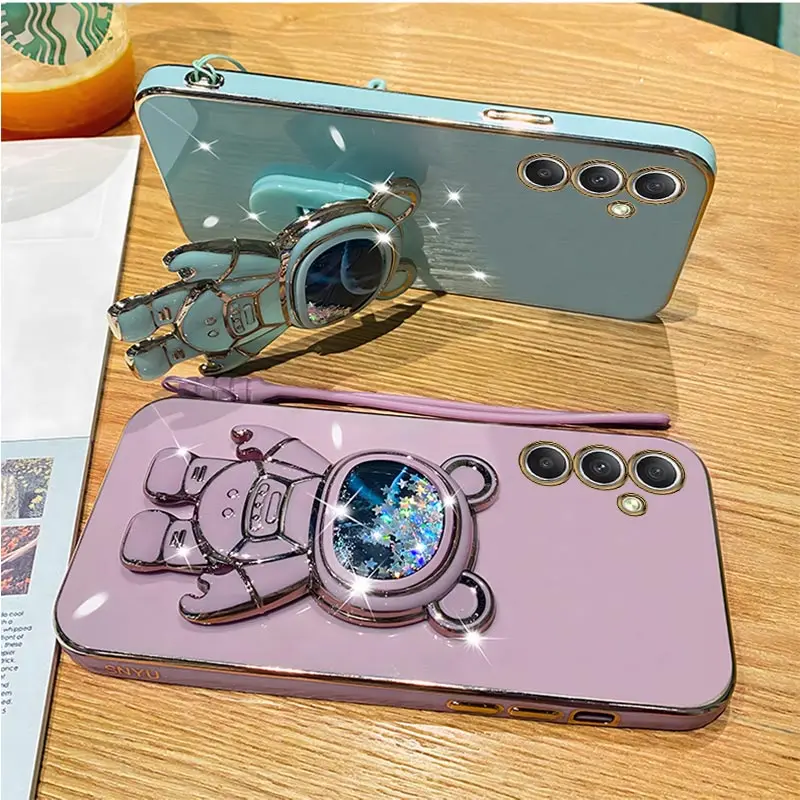 Étui avec support de sangle d'astronaute, sable mouvant, pour Samsung Galaxy A34 A21 A20S A54 5G A10 A12 A13 A14 A750 A23, A 54 34_voghion.com