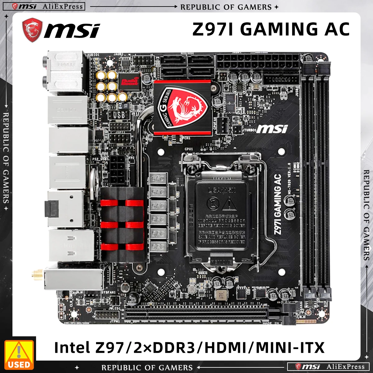 

Intel Z97 Motherboard Z97I GAMING AC LGA 1150 DDR3 16GB PCI-E 3.0 SATA III USB3.0 Mini-ITX Motherboard For Core i3-4370 i5-4670