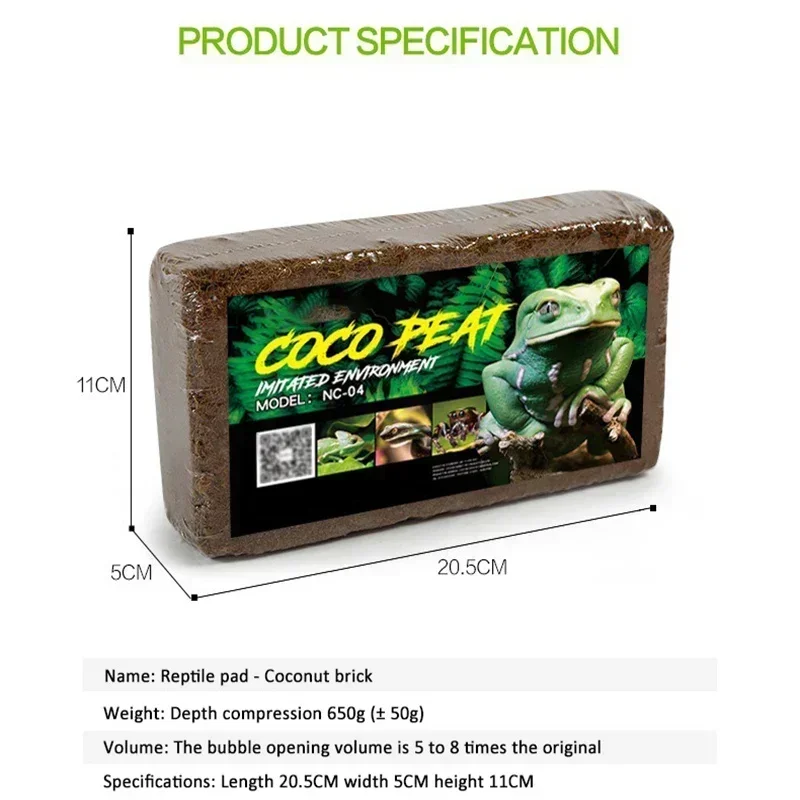 600g Reptile Coconut Soil Natural Coconut Fiber Substrate Lizard Tortoise Reptile Bedding Soil Terrarium Bottom Supplies