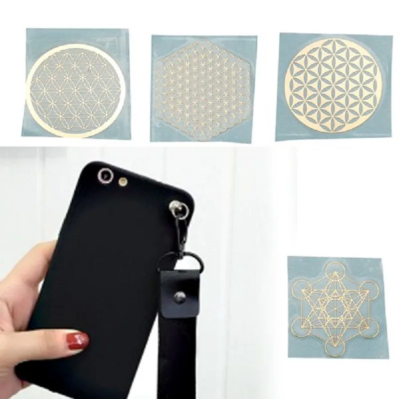 4Pcs/Set New Metal Energy Decor Sticker Flower Of Life Phone stickers