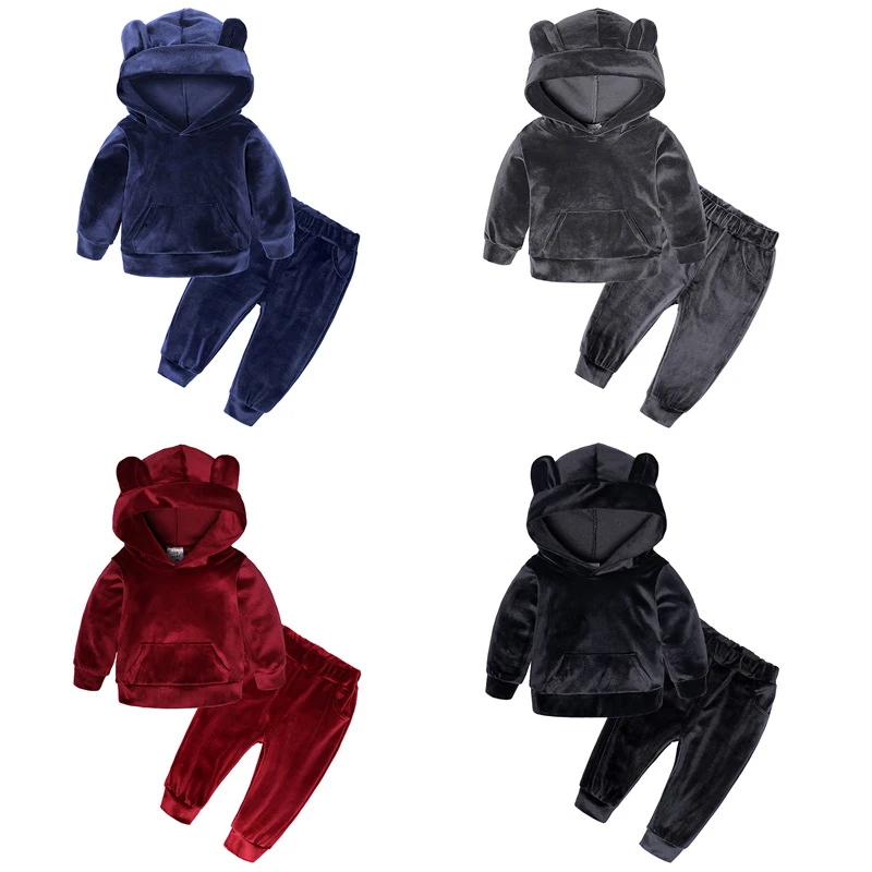  소녀 옷 봄 어린이 스포츠 정장 어린이 의류 세트 티셔츠 + 바지 2Pcs 벨벳 소녀 옷 Tracksuit 복장